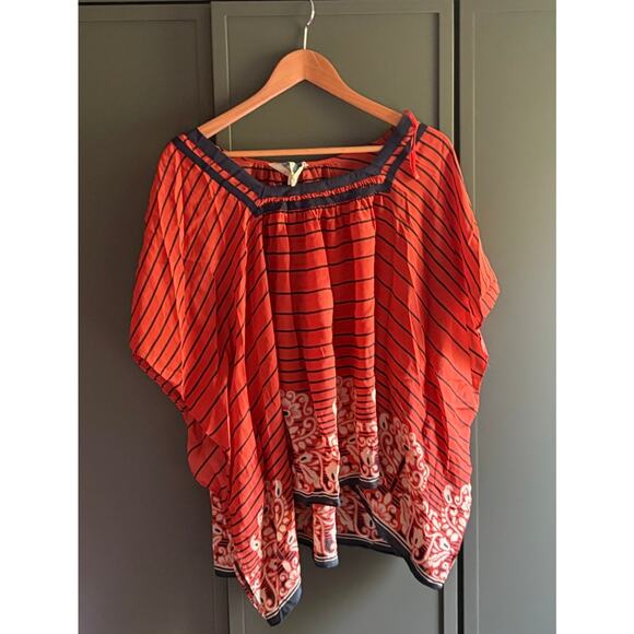 nwt ANTHROPOLOGIE EDME & ESYLLTE sz XL silk batwing orange blouse EUC - Picture 1 of 4